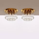 Set of two J.T. Kalmar Murano Raindrop hanging lamps, 1970 Austria