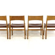 Set of 4 leather chairs, John Vedel-Rieper, Erhard Rasmussen, Denmark, 1960