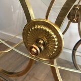 Neo classical style table in silver and gold metal and glass