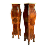 Pair of sleeves or columns in marquetry in the Louis XV style.