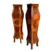 Pair of sleeves or columns in marquetry in the Louis XV style.