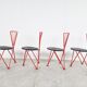 Vintage red metal dining chairs, 1980s