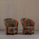 Postmodern abstract upholstery armchairs, Germany 1980s set of 2