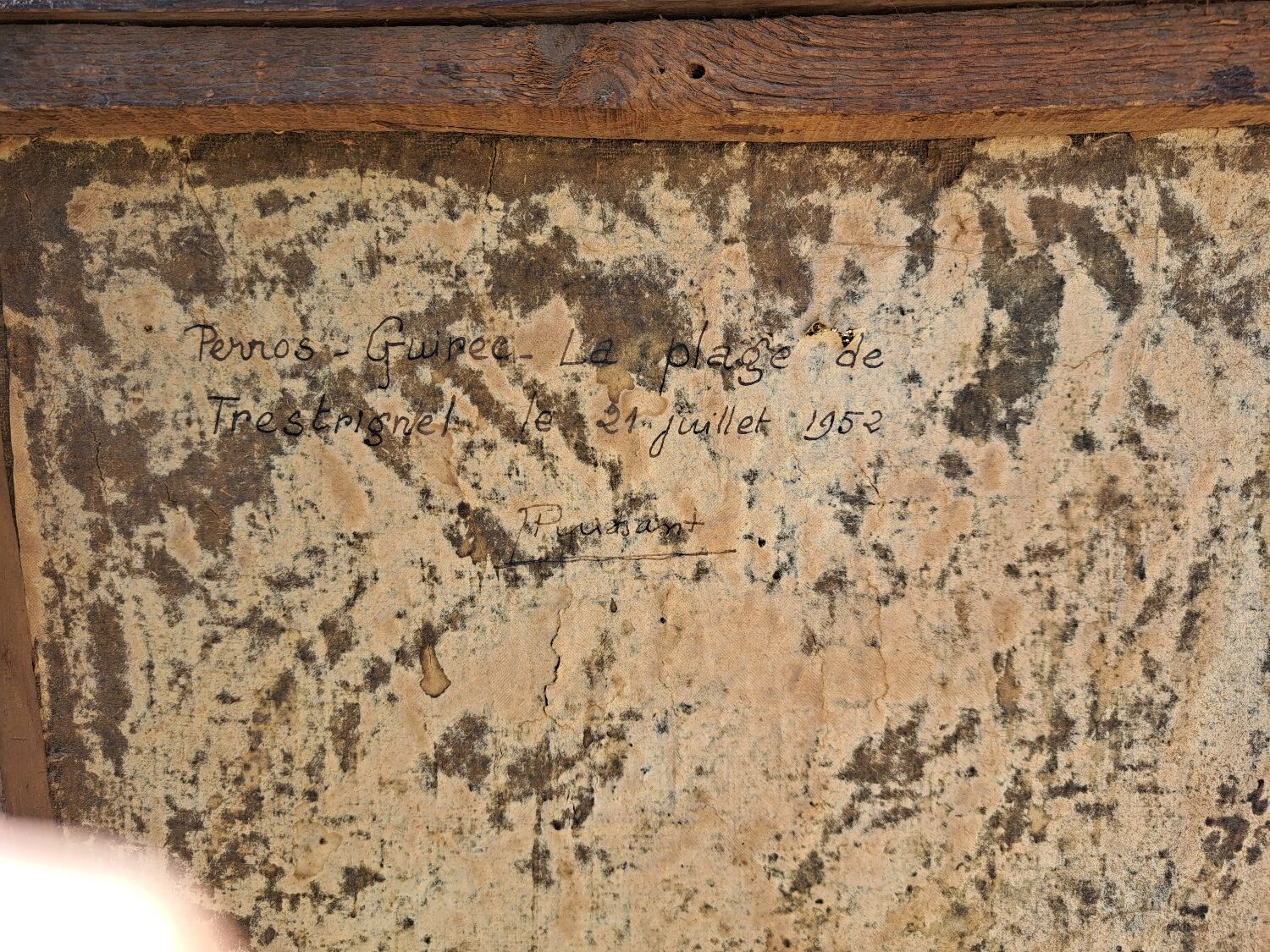 Old beach painting Perros Guirec 1952