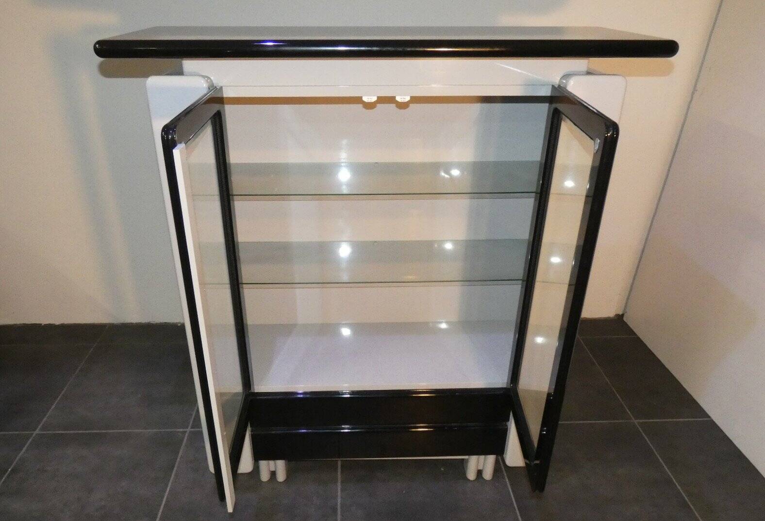 Bicolour lacquered wood bar cabinet, Italy, 1980s