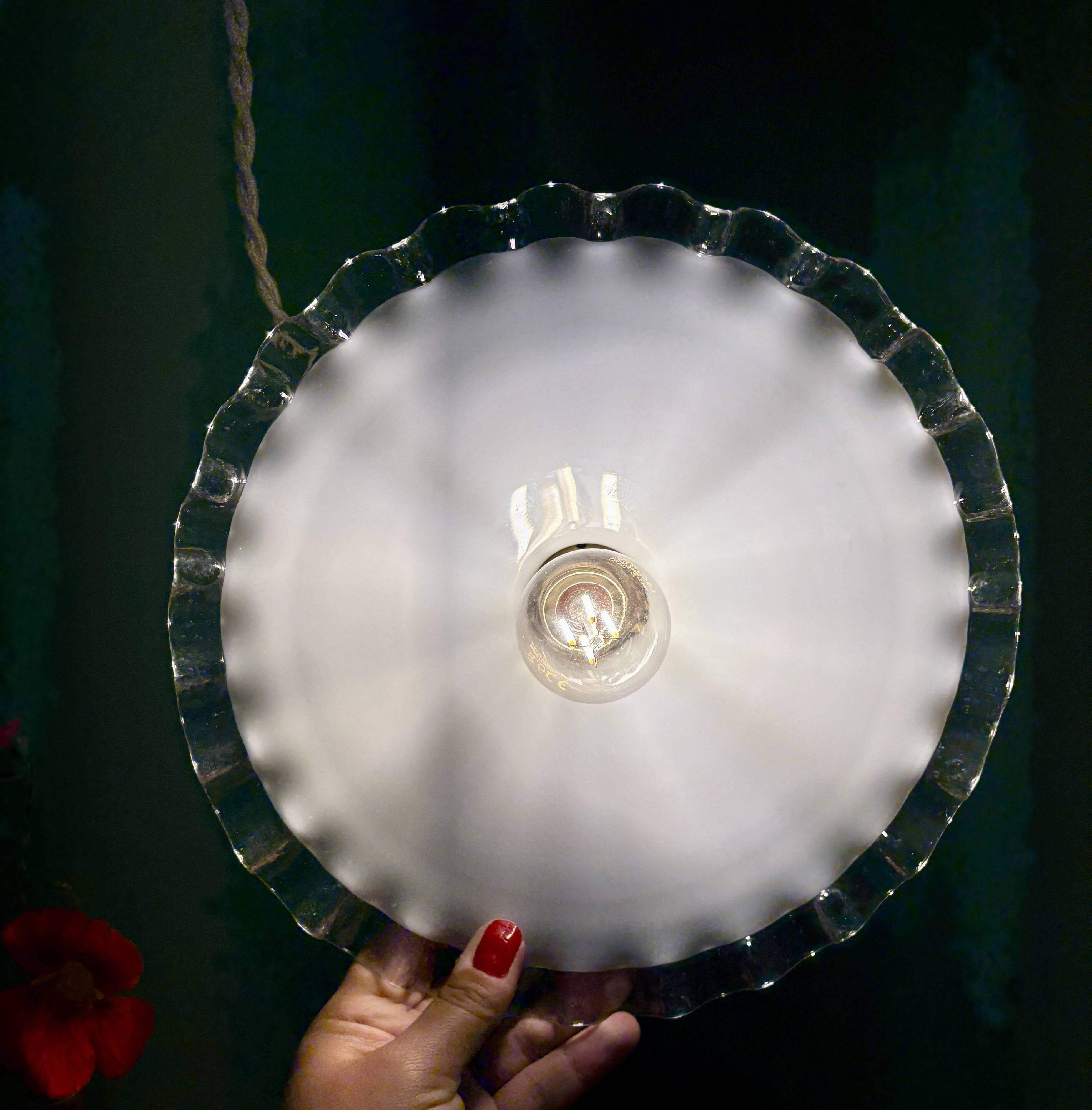 Vintage white opaline lace pendant light (OP12)