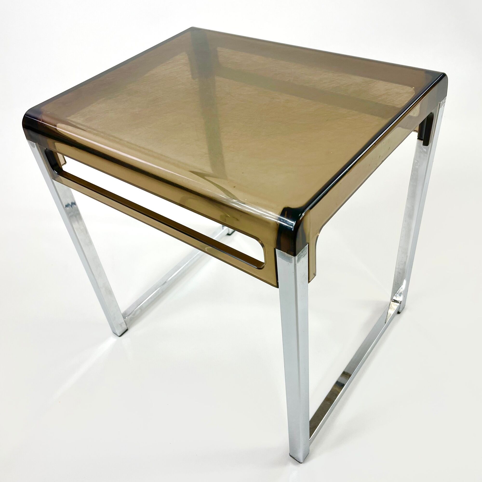 Vintage plexiglass and chrome side table, France, circa 1970