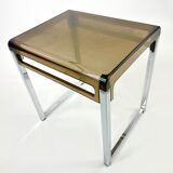Vintage plexiglass and chrome side table, France, circa 1970
