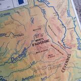 Vintage school map of France, Mediterranean, Corsica, Massif Central