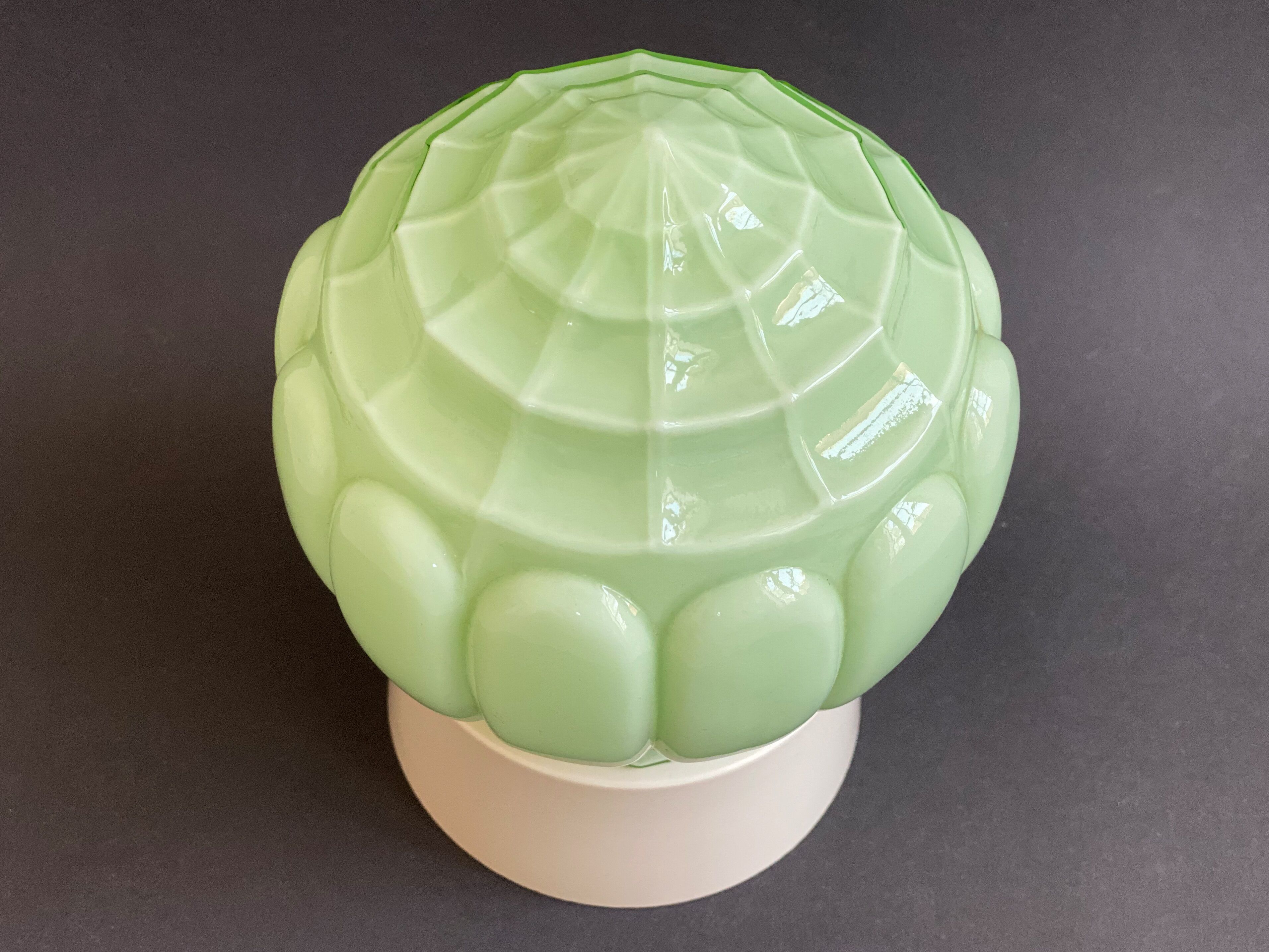 Art Deco pastel green Thabur ceiling lamp, glass globe light