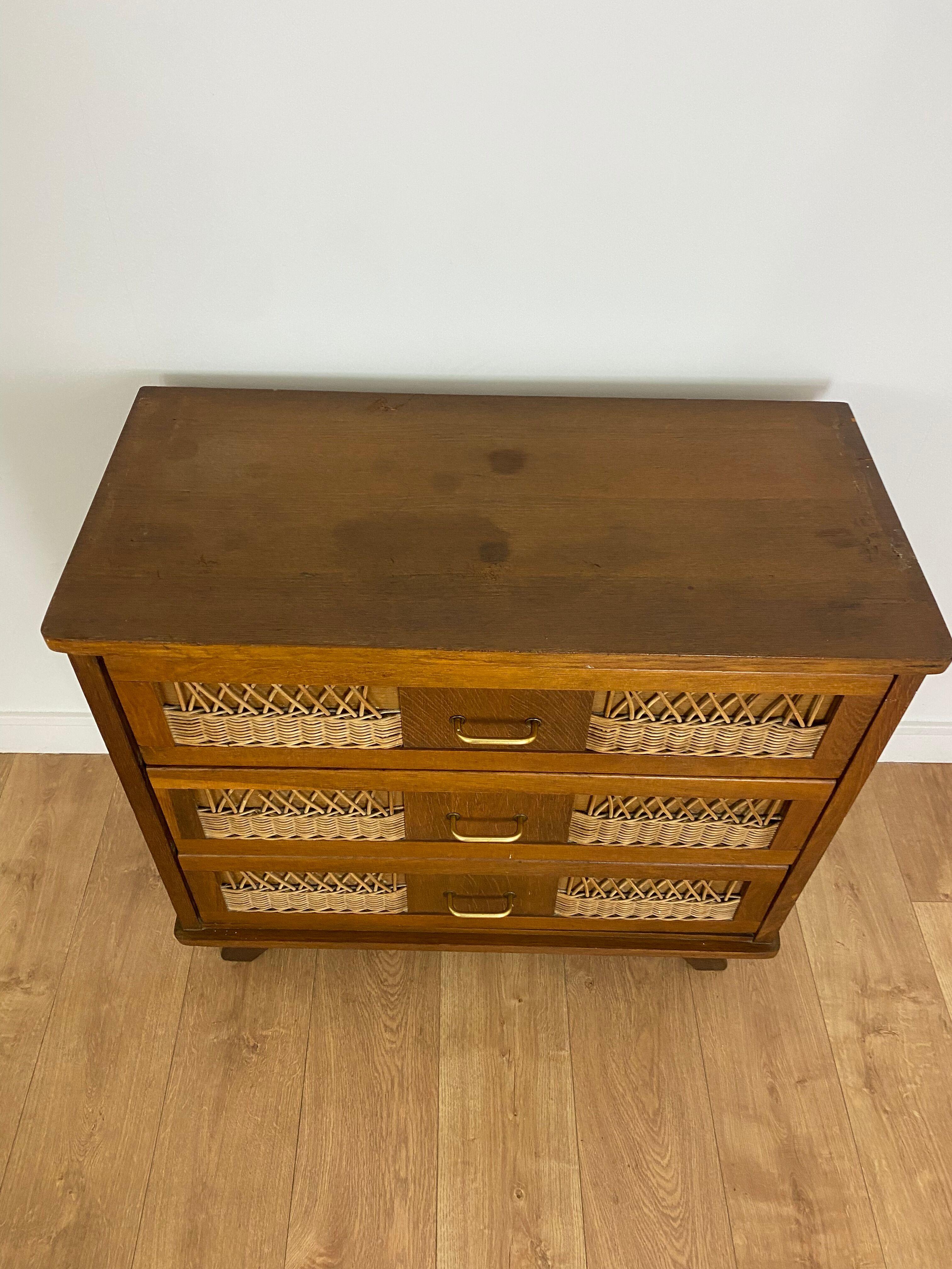 Vintage dresser rattan compass feet