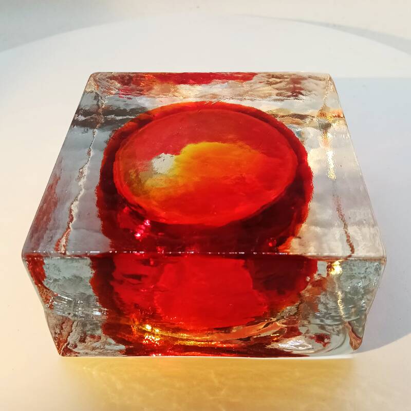Cendrier carré en verre de Murano fait à la main, années 1960