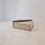 Set of Two Triangle Coffee Tables In Travertine By Up & Up, Italy 1980's