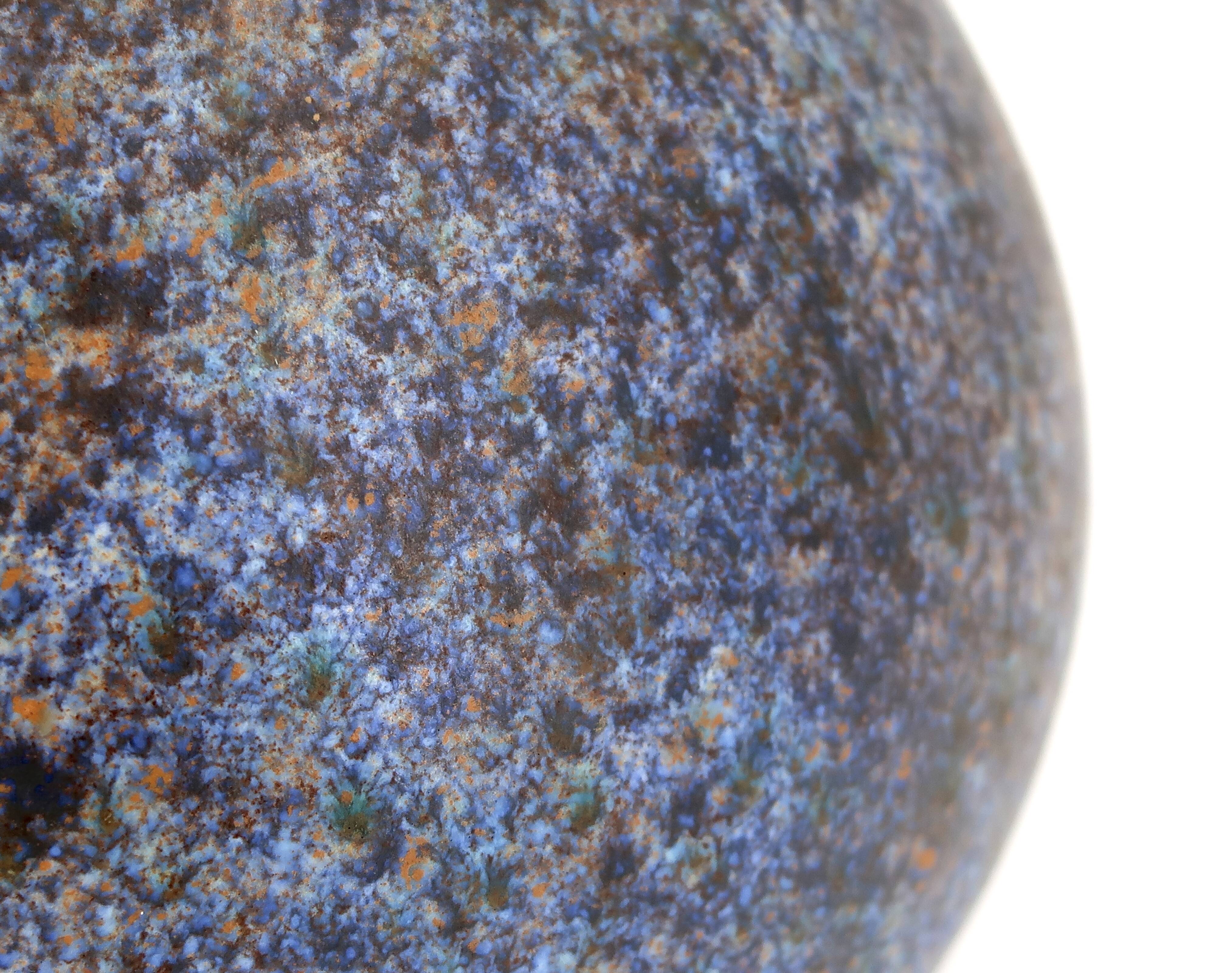 Blue speckled ceramic vase by Bernard Buffat, 1970s.