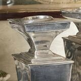 Pair of Art Deco silver-plated candlesticks 38.5cm