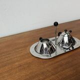 Postmodern Italian plateau for sugar and milk by Michael Graves for Alessi, 1980s, set of 3.