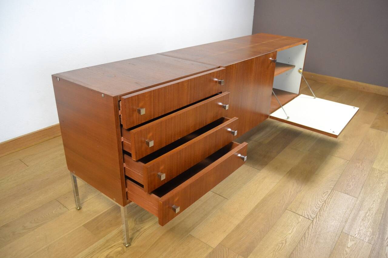 Mahogany Enfilade & Chrome Legs by Luigi Bartolini Vintage 1960