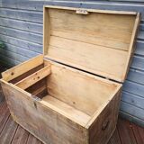 Antique chest, vintage wooden trunk