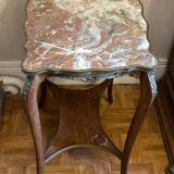 Louis XV Style Side Table with Marble Top - Late 19th Century