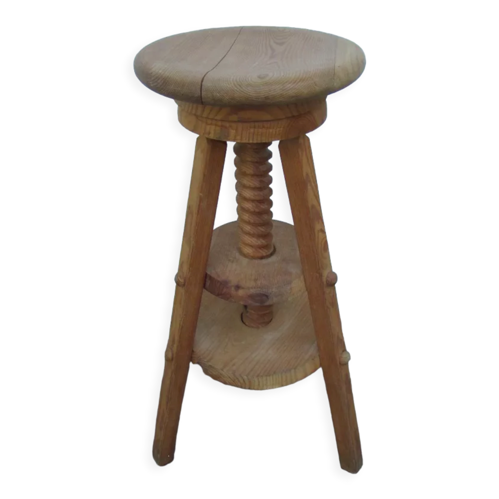 Pine industrial architect's tripod stool