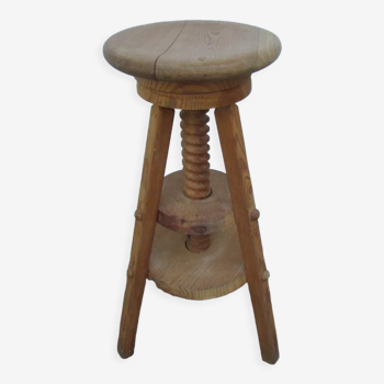 Tabouret tripode d'architecte industriel en pin