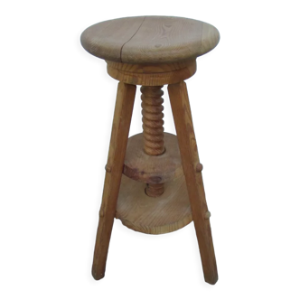 Pine industrial architect's tripod stool