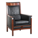 Art Deco design armchair with black leather with decorative stitching