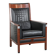 Art Deco design armchair with black leather with decorative stitching