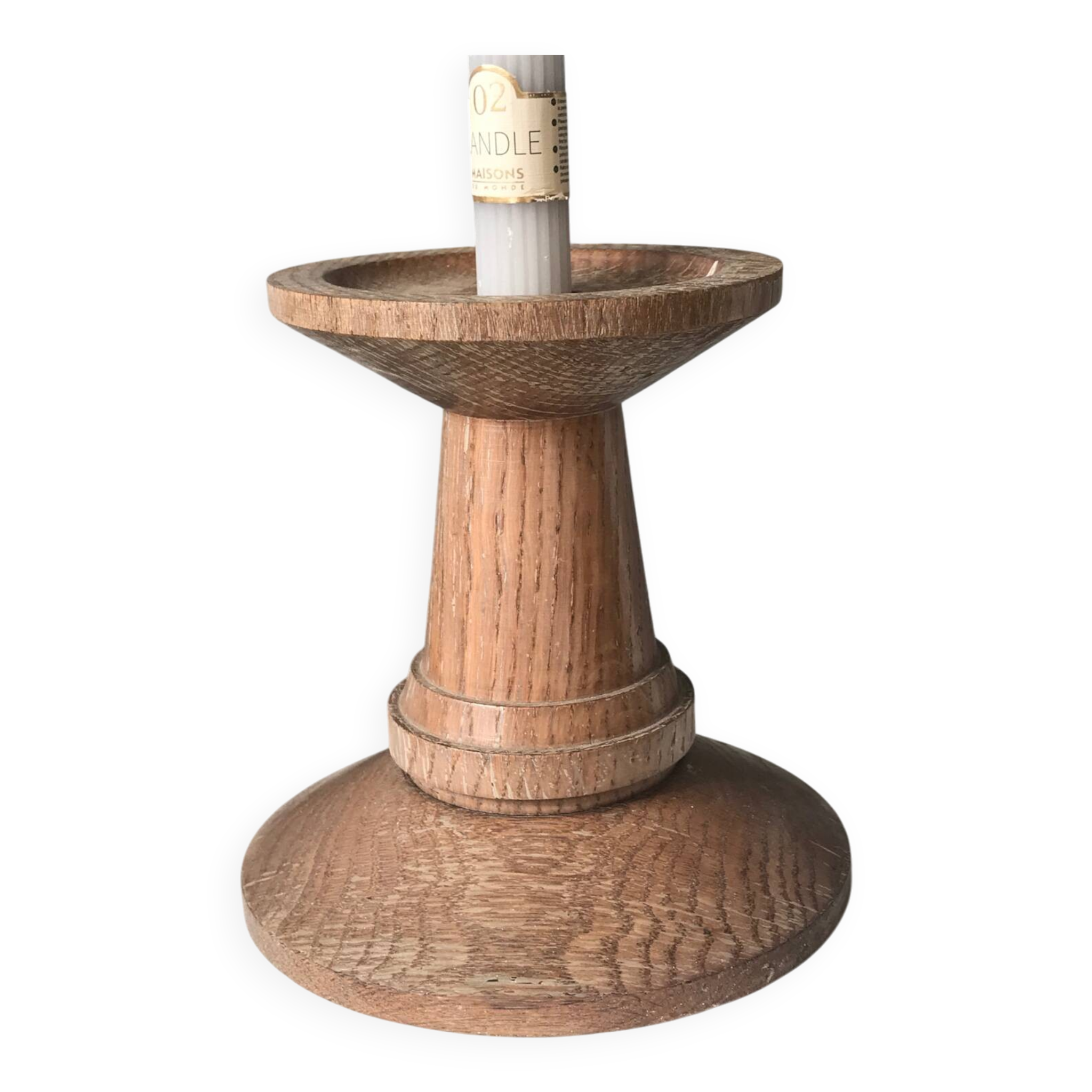 Paire de bougeoirs en bois, années 1950