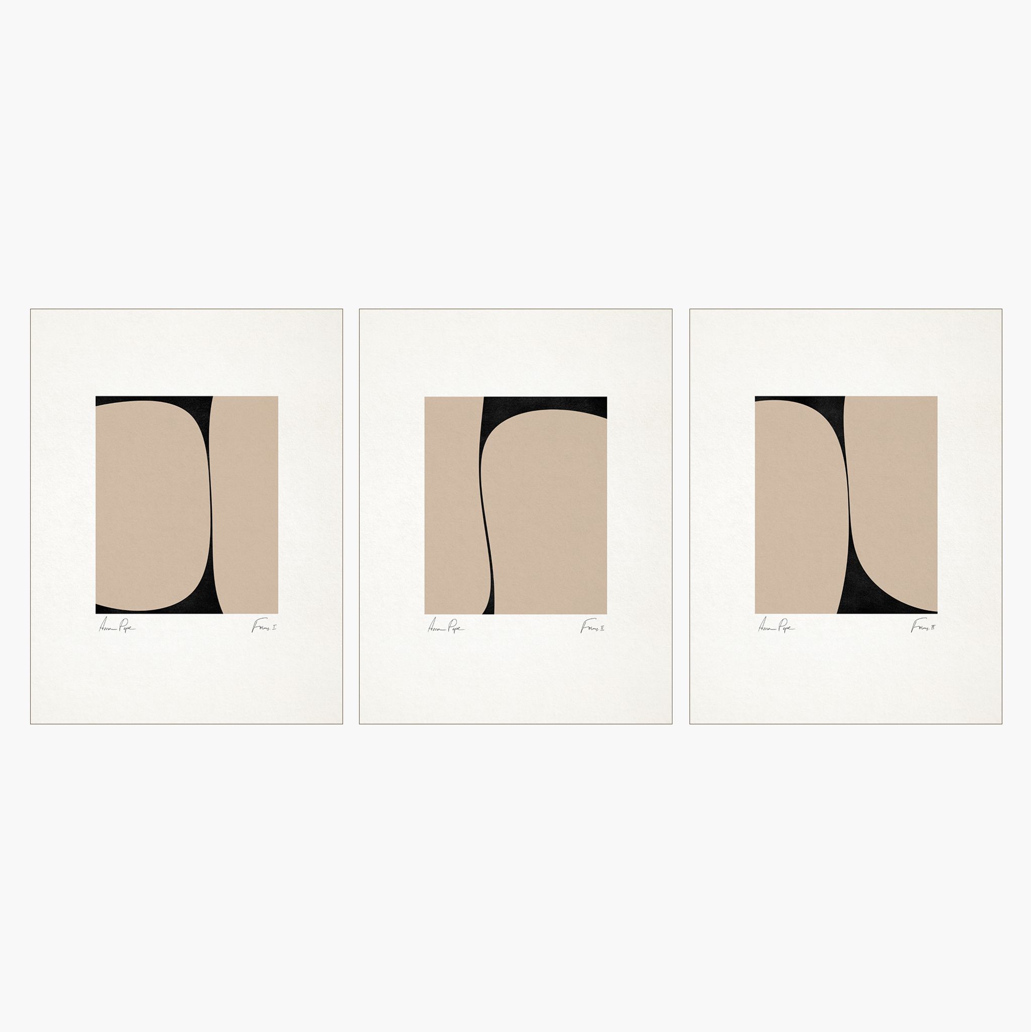 Ensemble encadré de 3 impressions giclées abstraites, format A3