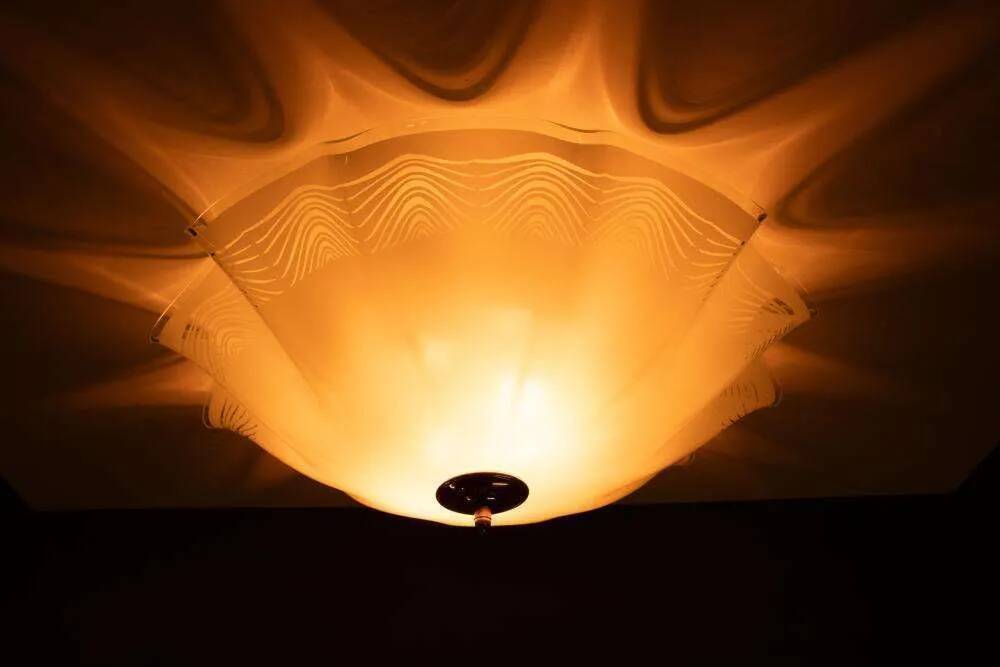 Vintage 1970s glass space ceiling lamp.