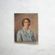 Portrait painting, Painting on old canvas signed Raymond Casez