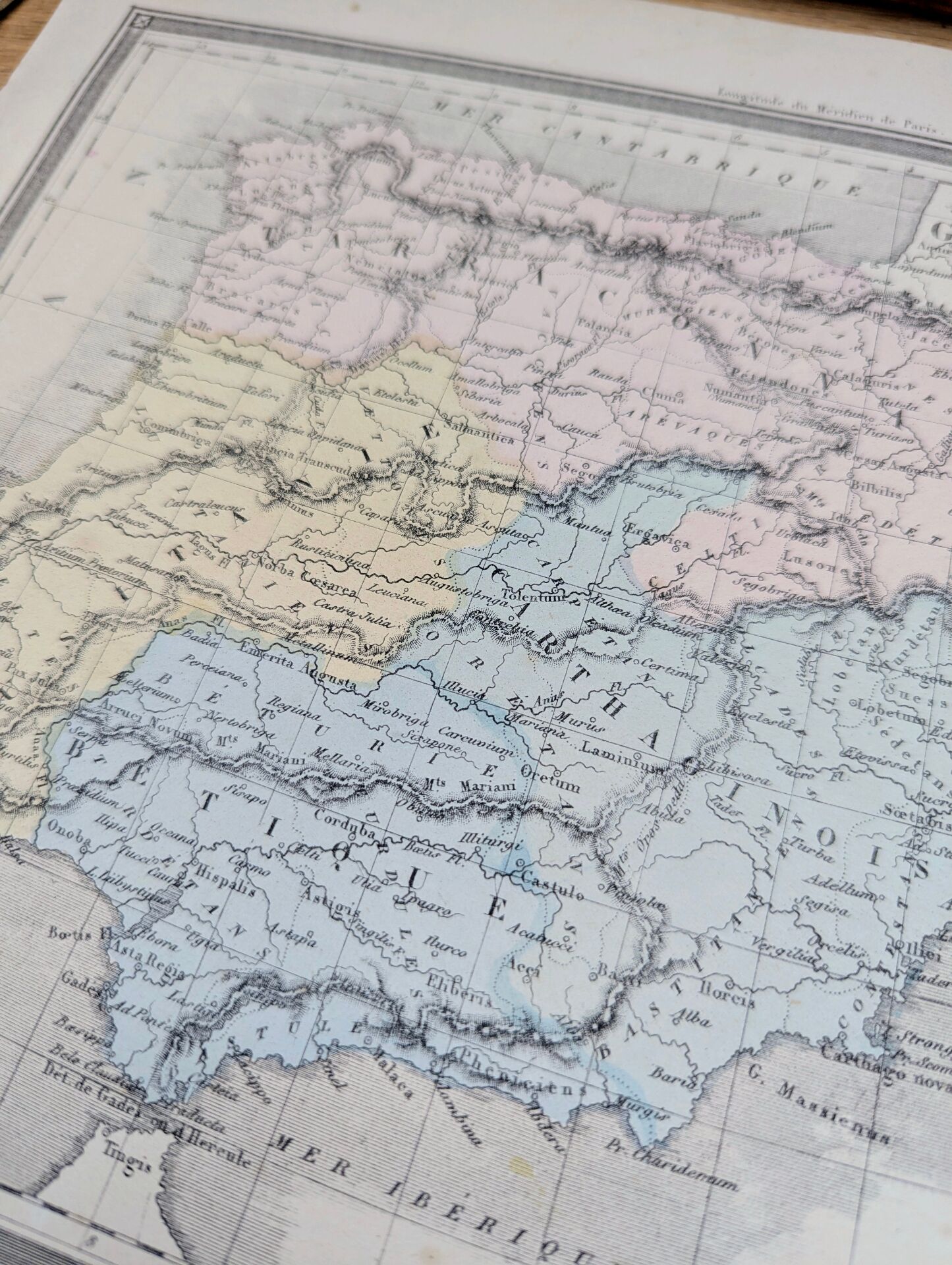 Old Spain, printed map from 1852.