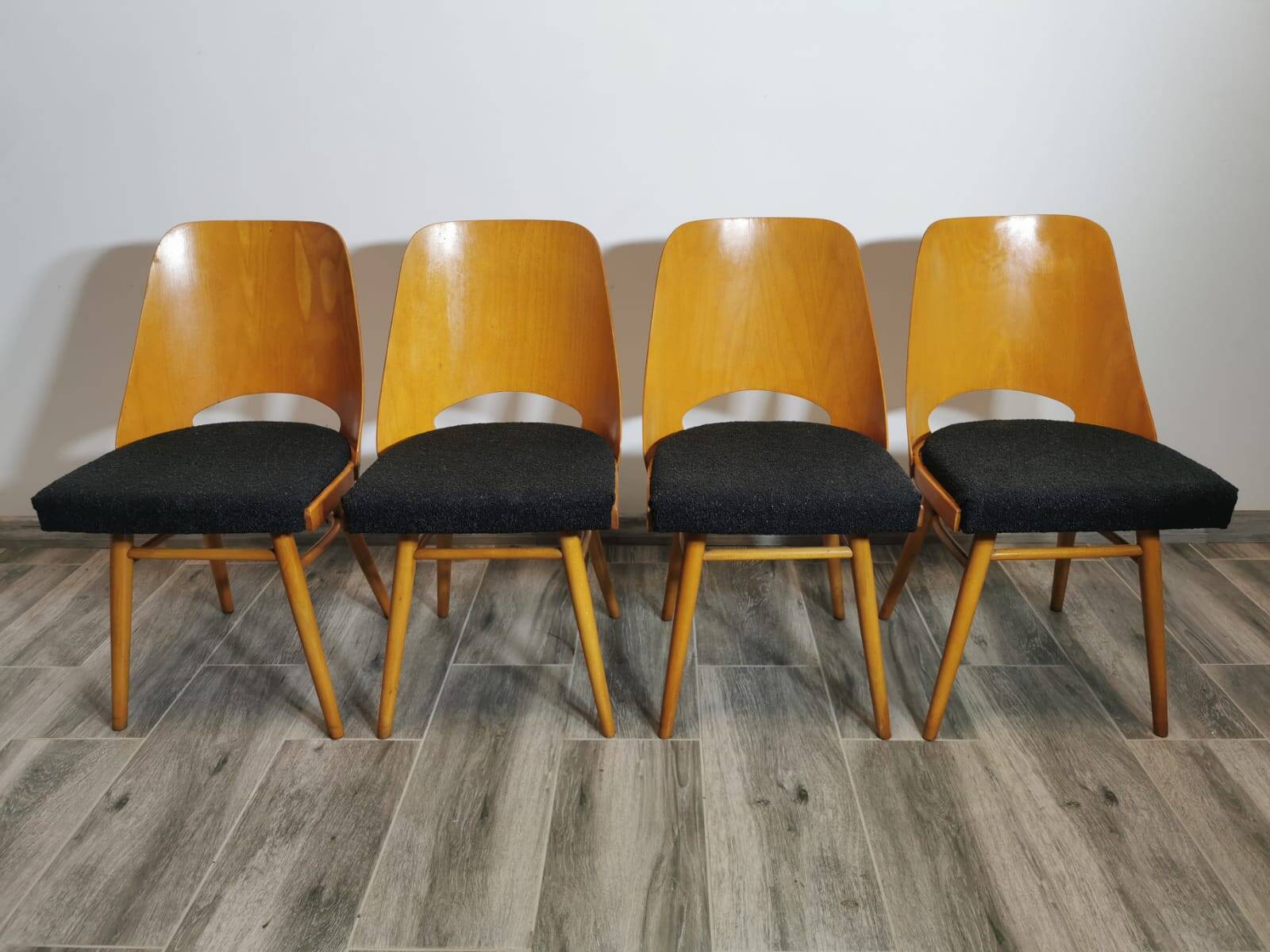 Dining chairs by radomir hoffman for ton, 1950s, set of 4