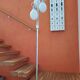 Lampadaire chromé à trois branches globes en opaline, années 70