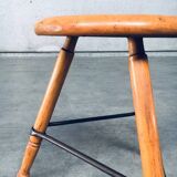 Industrial Low Tripod Stools, Belgium, 1950s, Set of 3