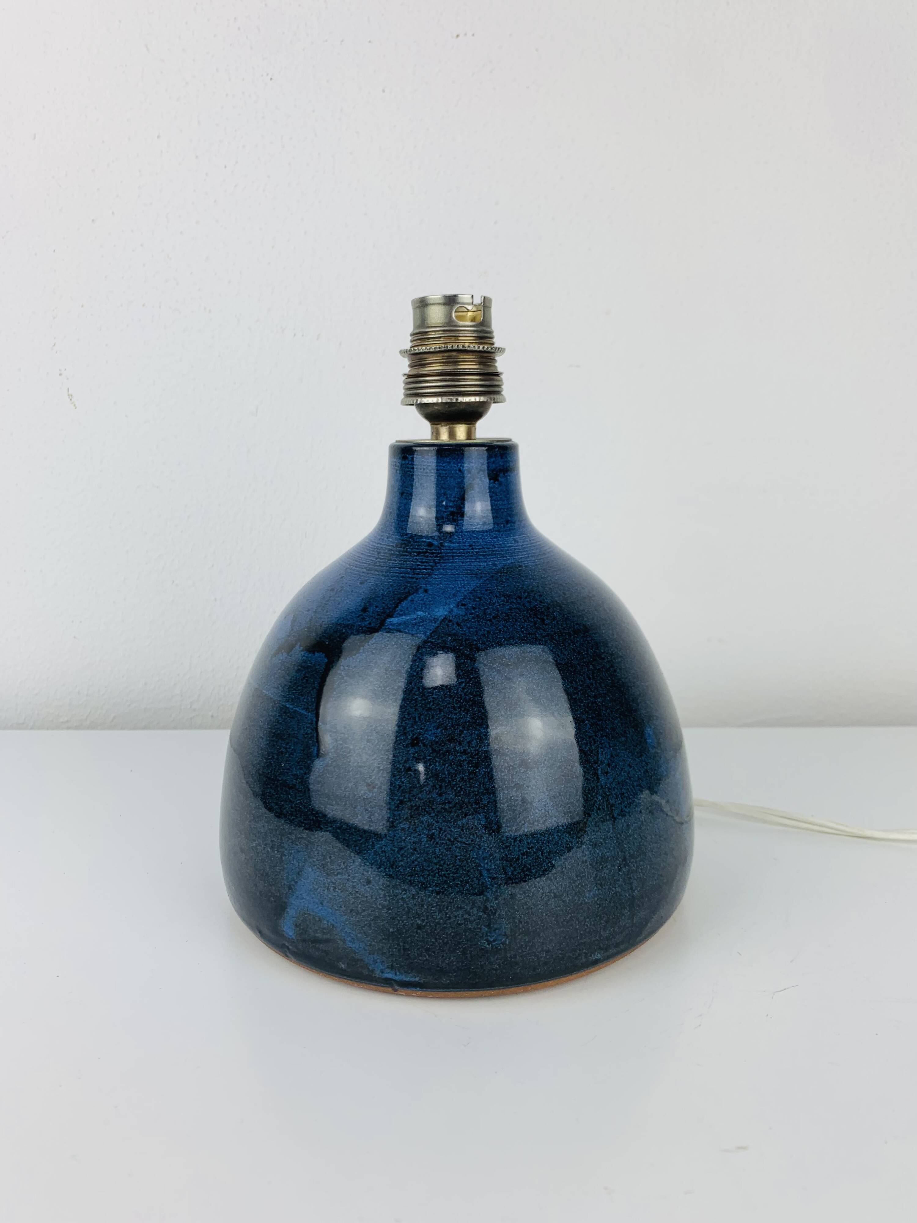 Vintage blue ceramic lamp, 1960s