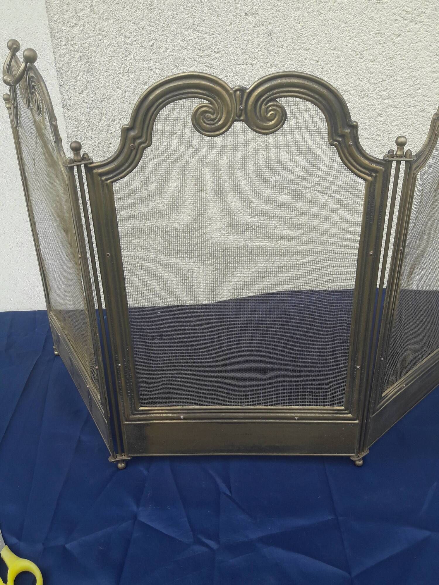 Pare feu en laiton grillagé 3 volets accessoire cheminée H 62 cm