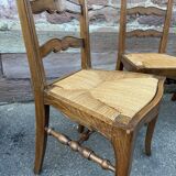 8 vintage rustic mulched chairs