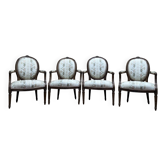Suite de 4 fauteuils cabriolets à médaillons d'époque Louis XVI