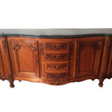 Louis XV cherry style sideboard with green marble