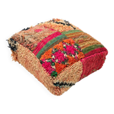 Pouf berbère vintage en laine multicolore