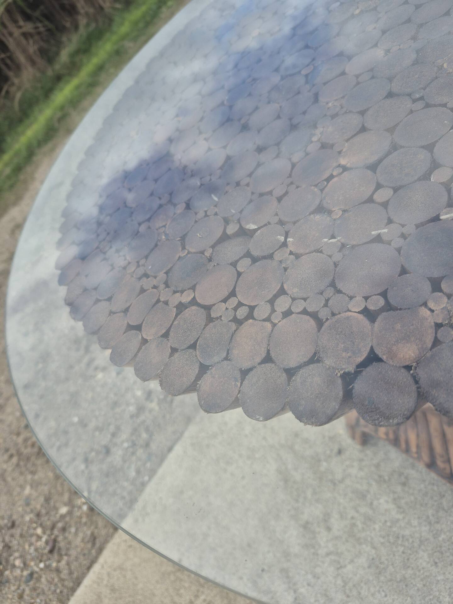 Sheaf of wheat bamboo dining table glass top McGuire 1970s