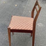Chaise scandinave en bois palissandre 1960 / 1970 et tissu carreaux marron vintage