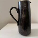 Vintage 1950s black and brown glazed stoneware pitcher/jug
