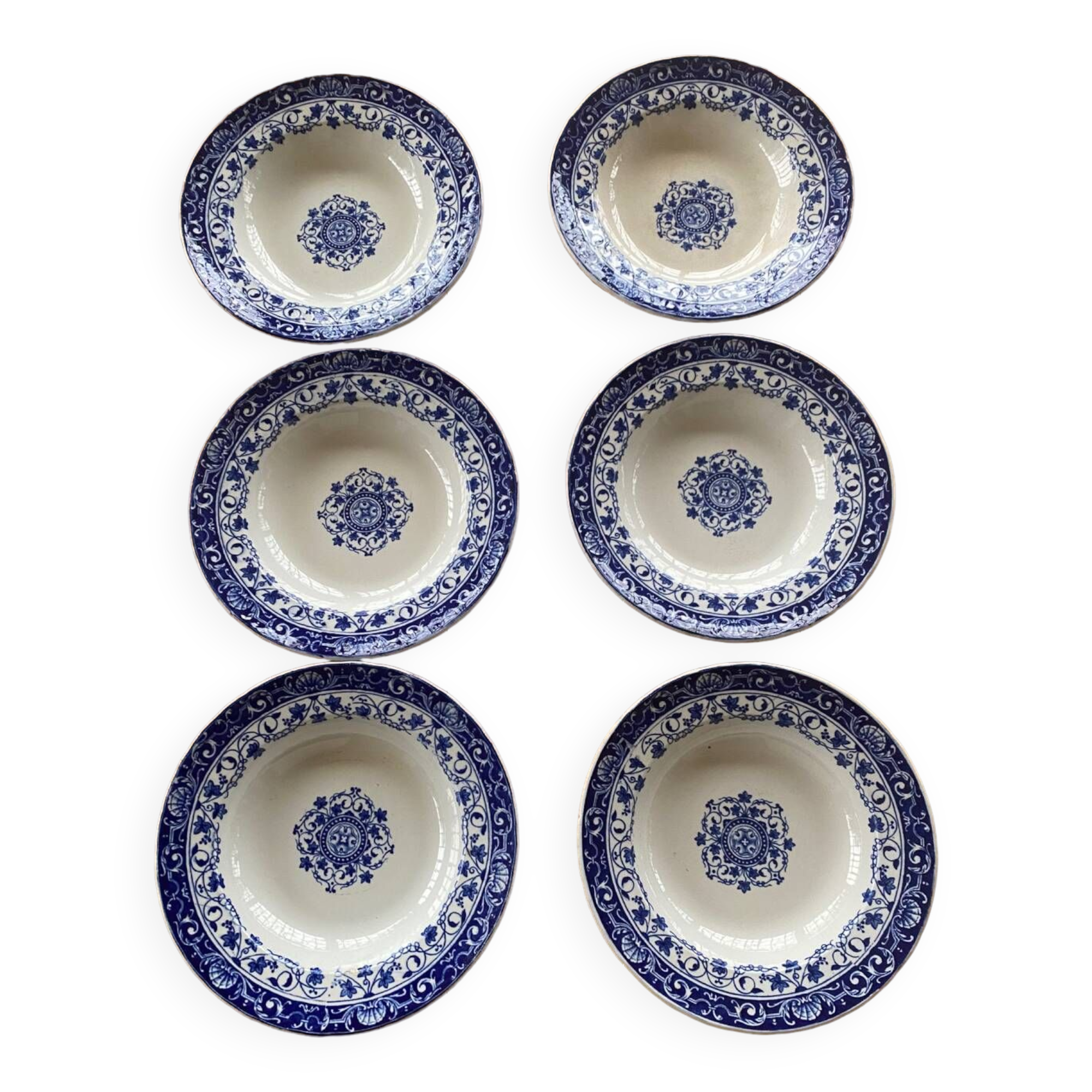 6 Jules Vieillard Bordeaux soup plates