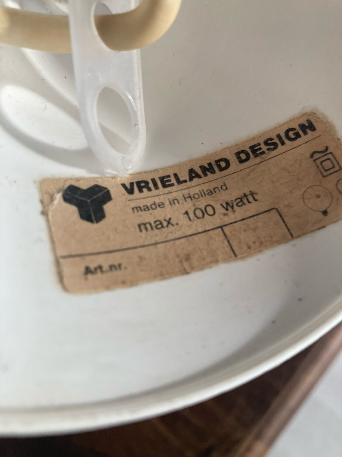 White metal pendant lamp Vrieland Design 1970s