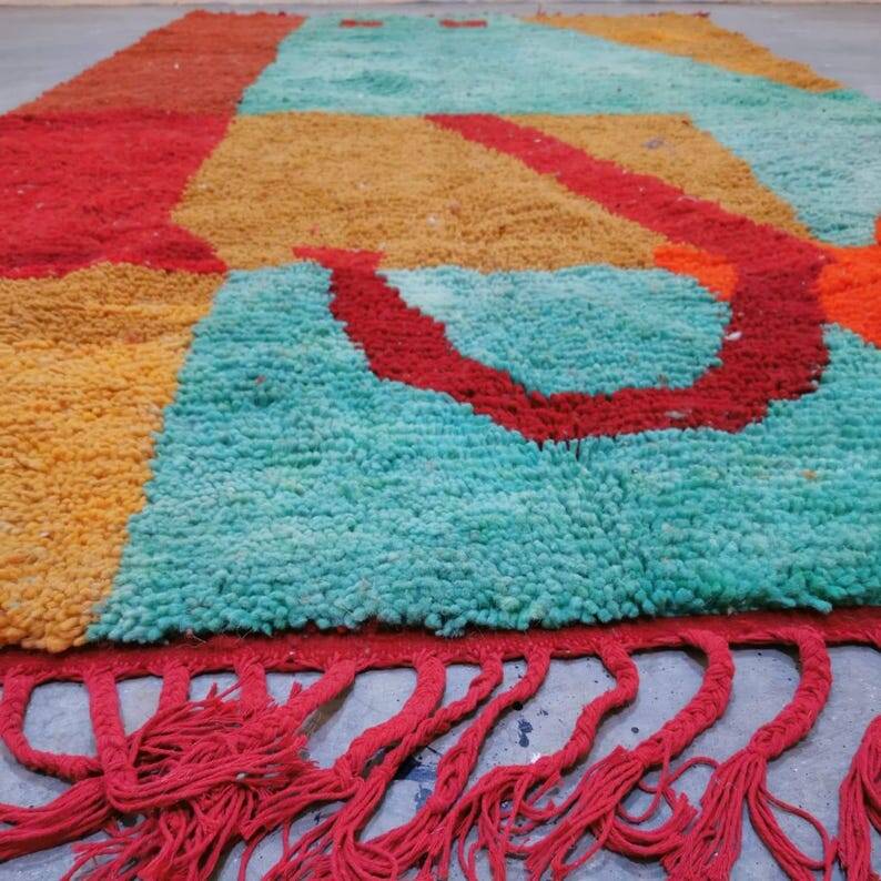 Tapis beni ourain traditionnel tissé main