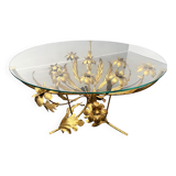 Coffee Table, Hollywood Regency Style, gold-plated Metal by Hans Kögl