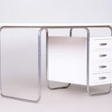 White bauhaus writing desk made in 1930s germany by robert slezak - restored